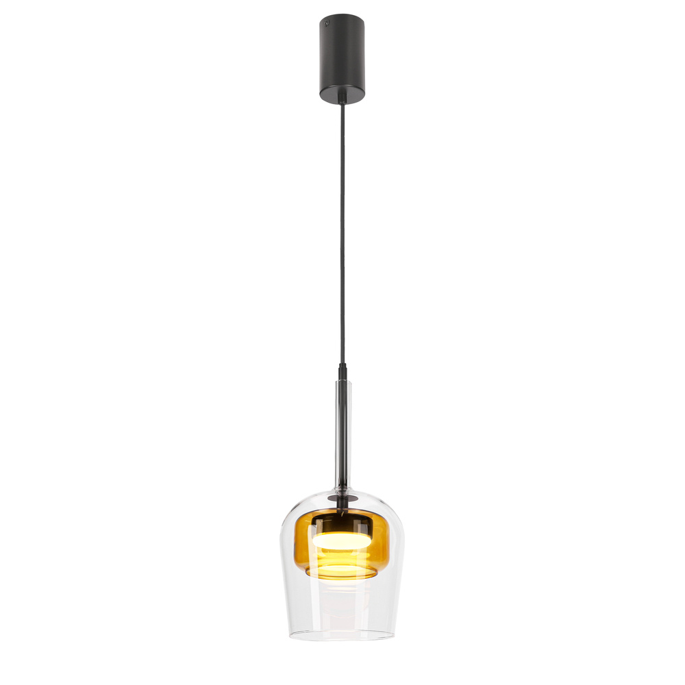 Levně Lampa wisząca Glaxi szklana podwójny klosz transparentny i żółty GX53
