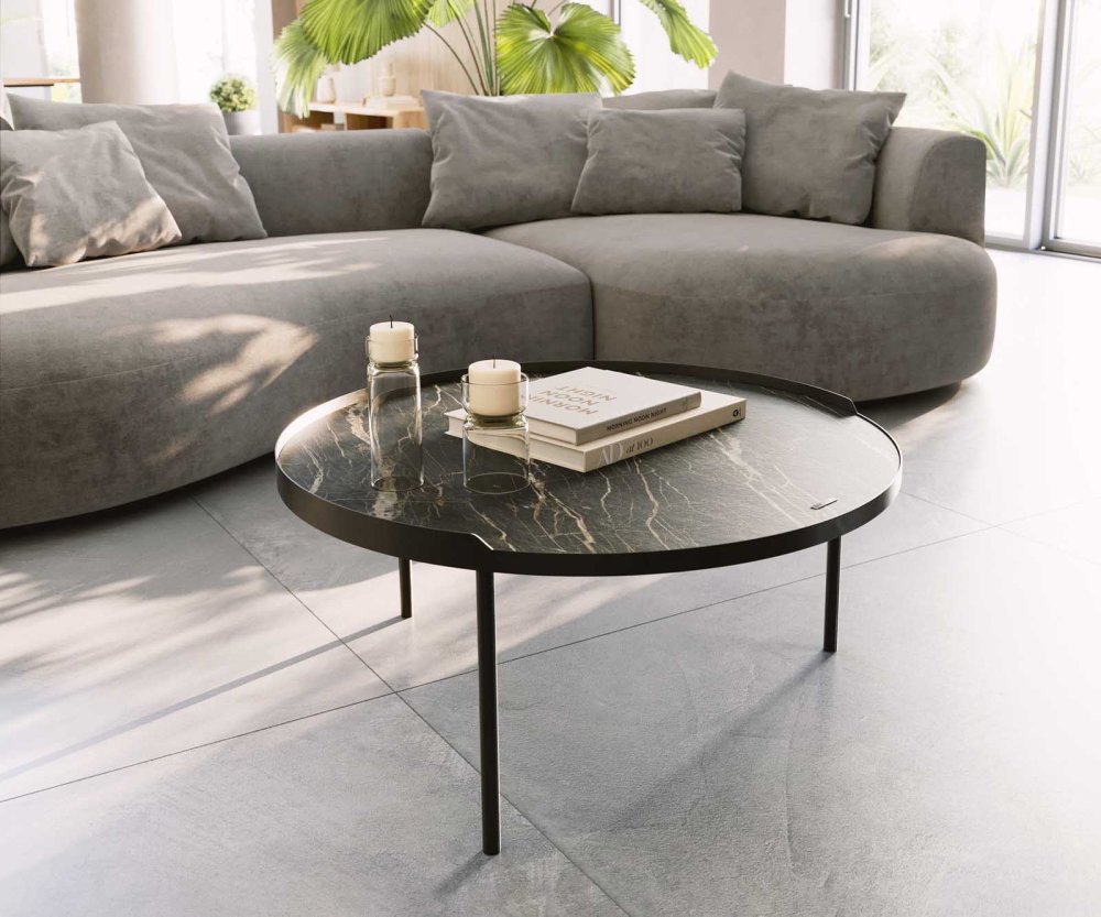 Konferenčný stolík Torell 80x80 cm keramika Laminam®Noir Desir hnedá