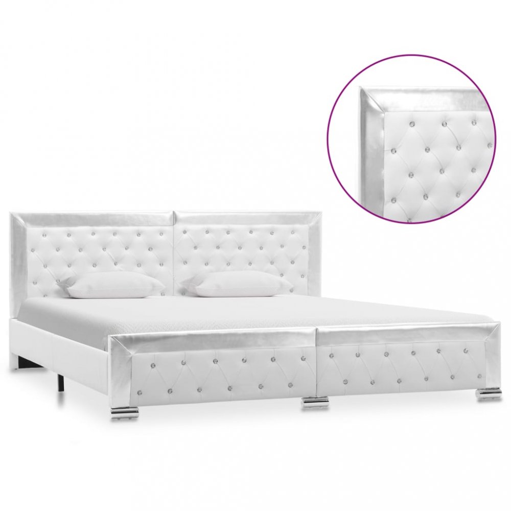 Postel bílá / stříbrná Dekorhome 180 x 200 cm