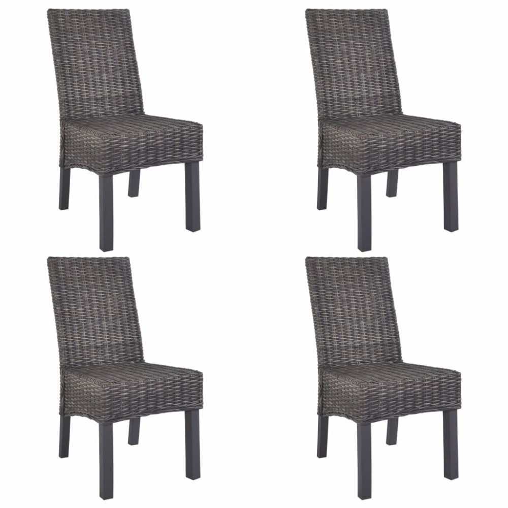 Jídelní židle 4 ks ratan / mangovník Dekorhome Hnědá,Jídelní židle 4 ks ratan / mangovník Dekorhome 