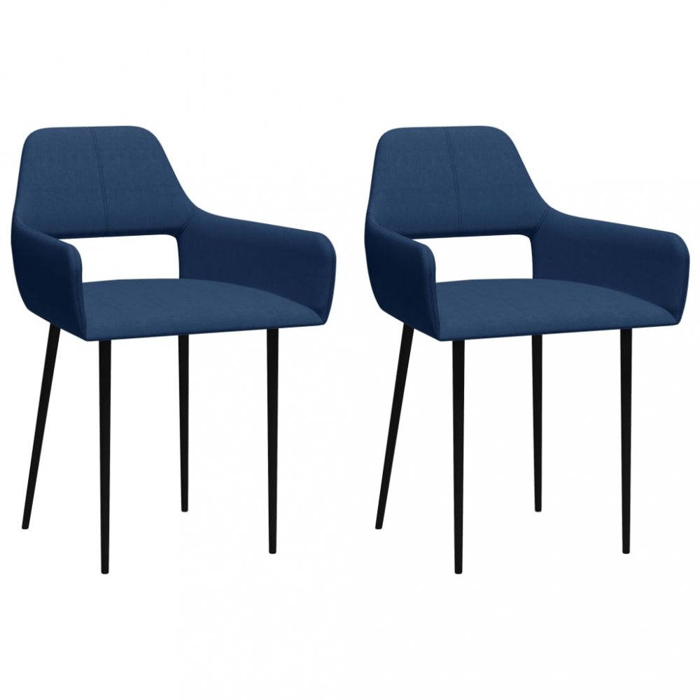 Jídelní židle 2 ks látka / kov Dekorhome Modrá