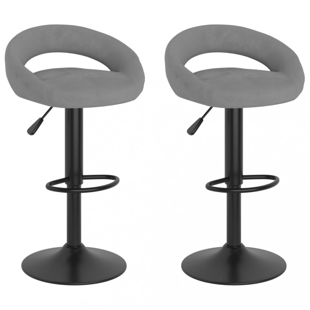 E-shop Barová židle 2 ks samet / kov  Světle šedá,Barová židle 2 ks samet / kov  Světle šedá