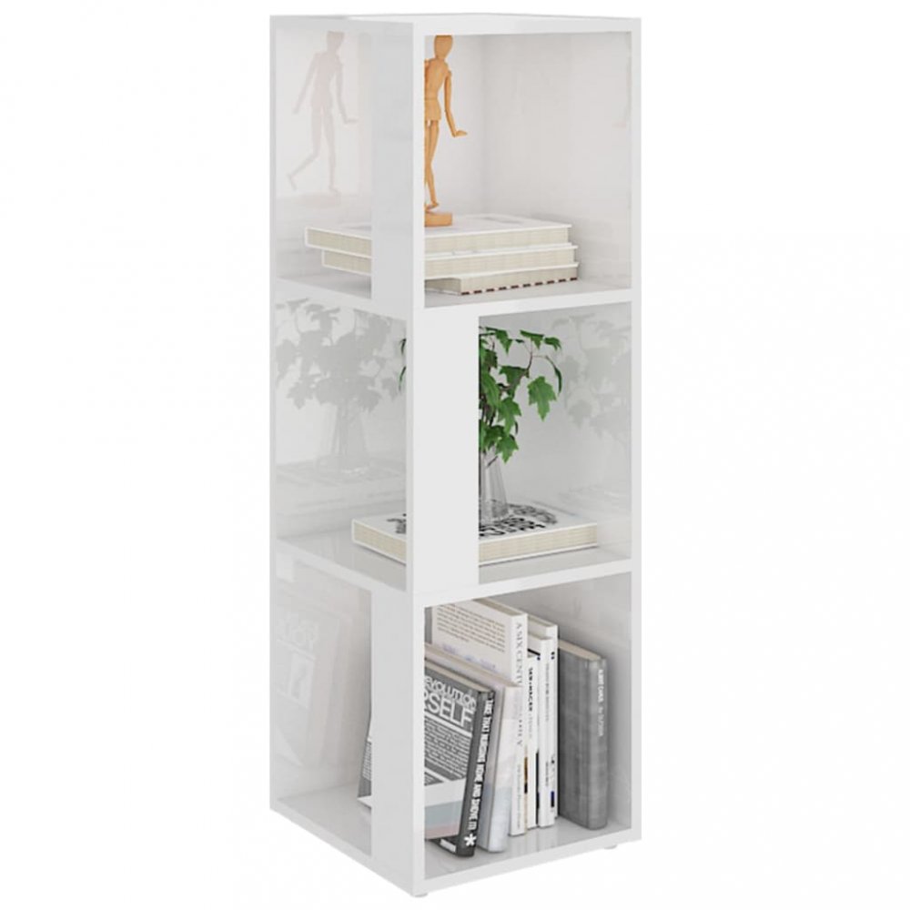 Rohový regál DTD Dekorhome Bílá lesk