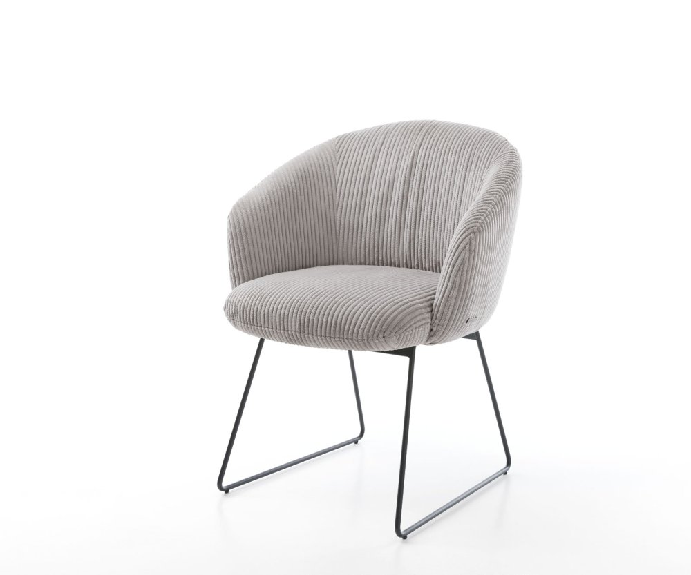 Jídelní židle Caja-Flex tenká podnož kovová černá manšestrová stříbrná