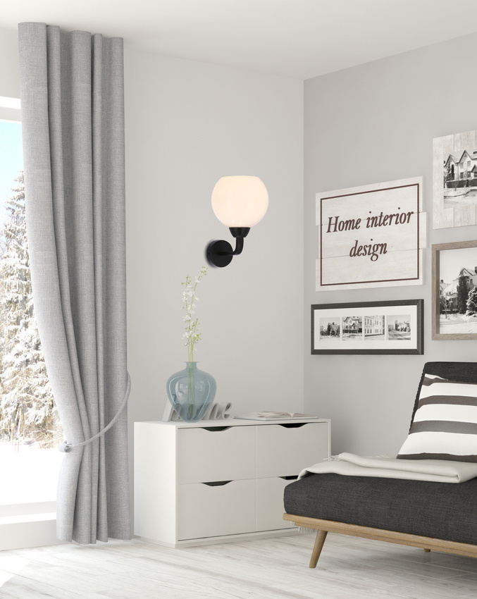 Nástenná lampa Caldera čierna 1x60W e27 tienidlo biele