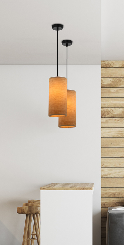 Závesná lampa Ballo čierna 1x60 e27 tienidlo z orechového dreva