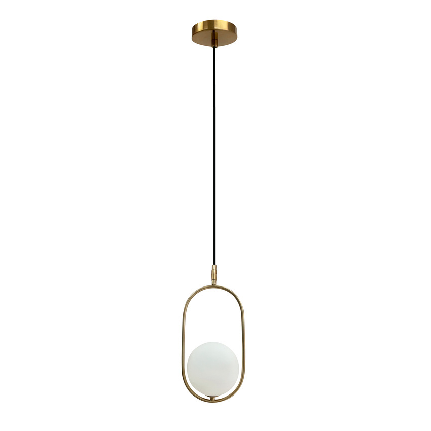 Závesná lampa Cordel, brúsené zlato, 1x28W, G9, biele tienidlo