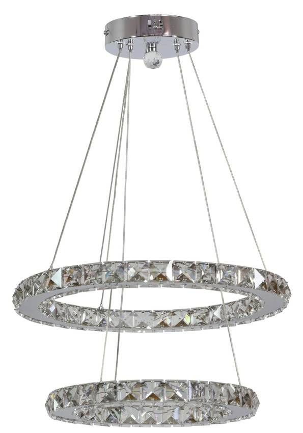 LED stropná závesná lampa 2 kruhy s kryštálmi Lords