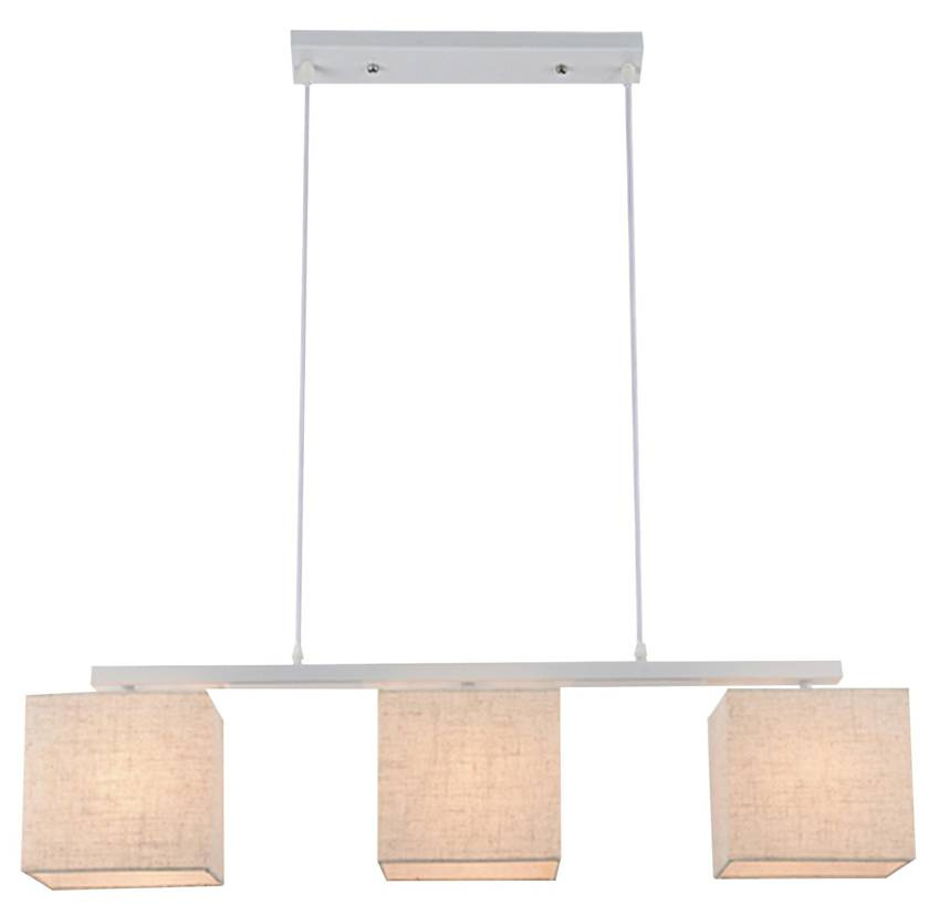 Biela závesná lampa s ľanovým tienidlom 3x40W E27 Boho