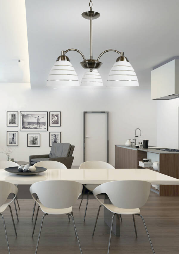 Saténová závesná lampa 3x60W so sklenenými tienidlami Uli