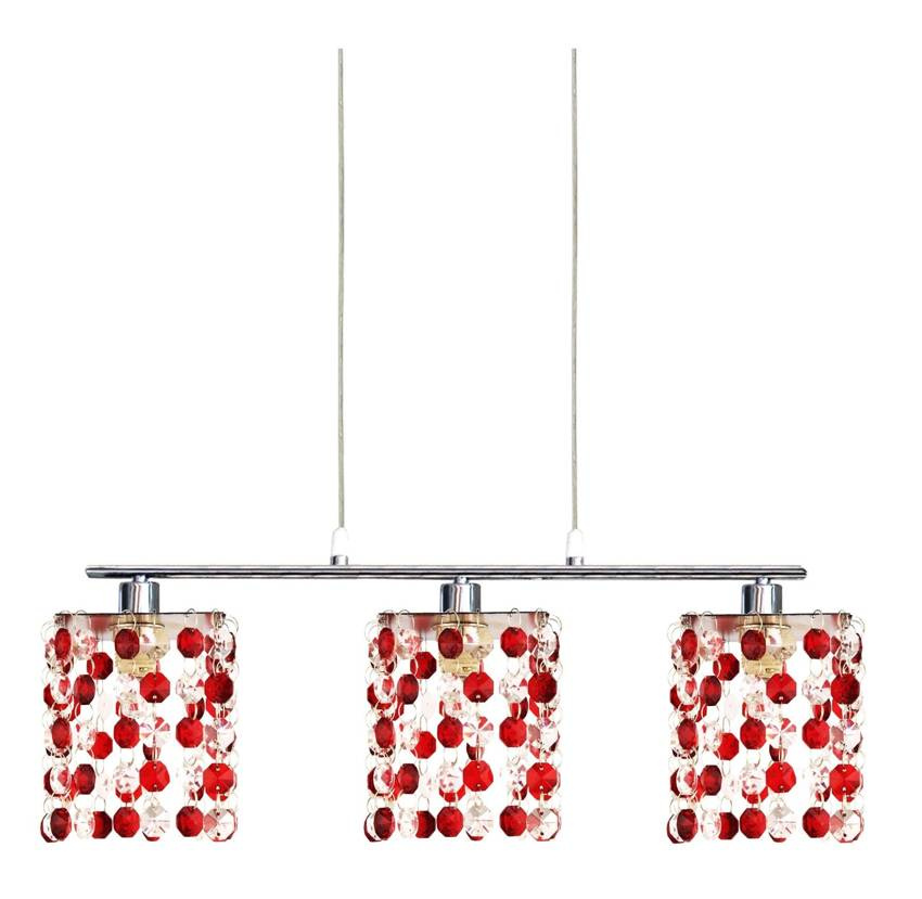 Závěsná lampa chrom/červené krystaly 3xG9 Classic