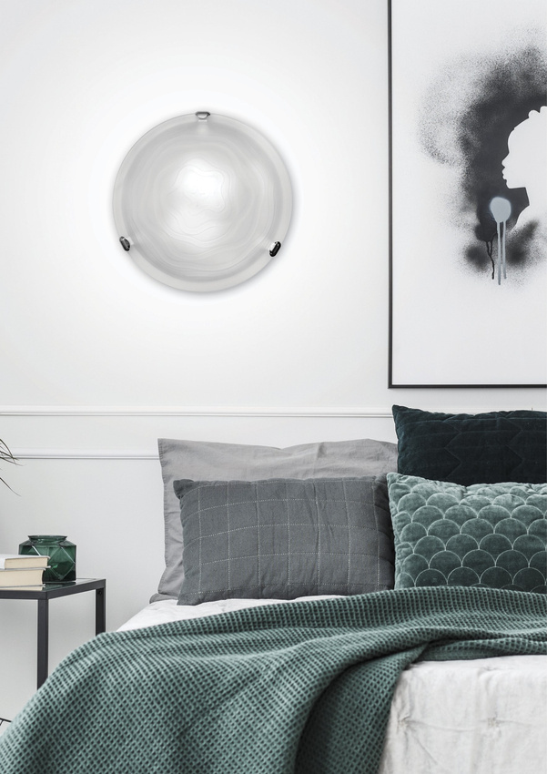 Stropné svietidlo biele sklo okrúhle nástenné 60W Wrap