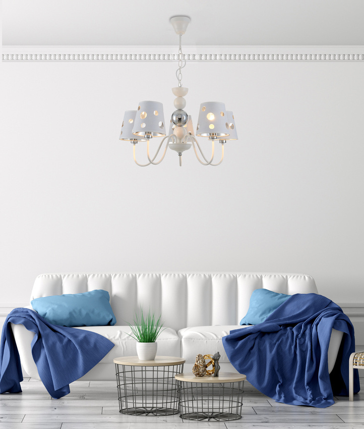 Biely luster závesná lampa 5xE14 Batley Ledea