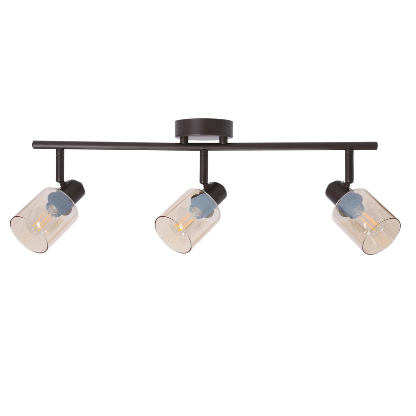 HNEDÁ STROPNÁ LAMPA AGRA 3X40W E14 JANTÁROVÉ TIENIDLO