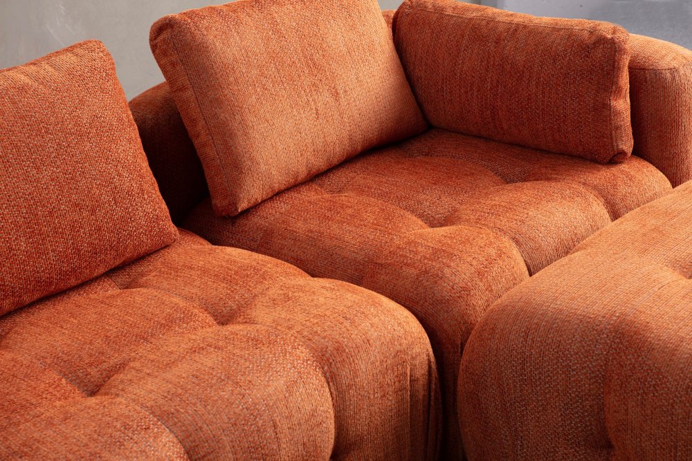 Rohová sedací souprava Amaris 3 Seater With Pouffe - Orange (obrázek 13)