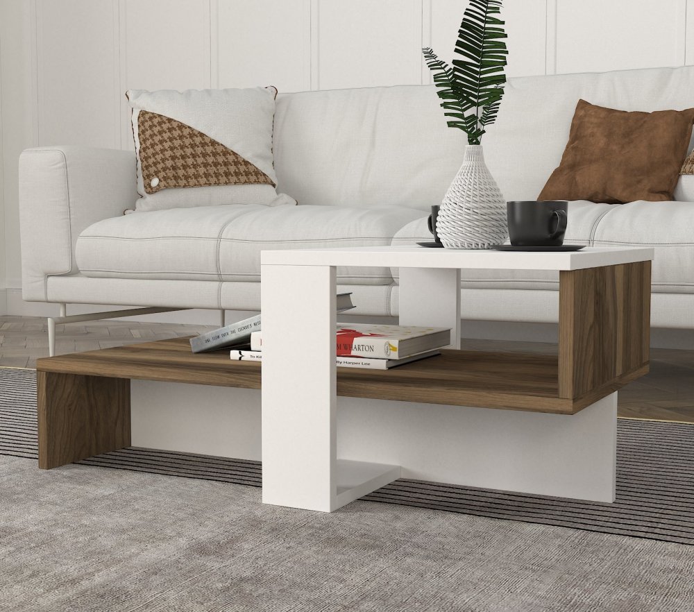 Konferenční stolek Chain - White, Walnut (obrázek 7)