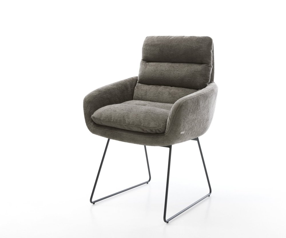 Jídelní židle Abelia-Flex s područkami bouclé měkký tmavě