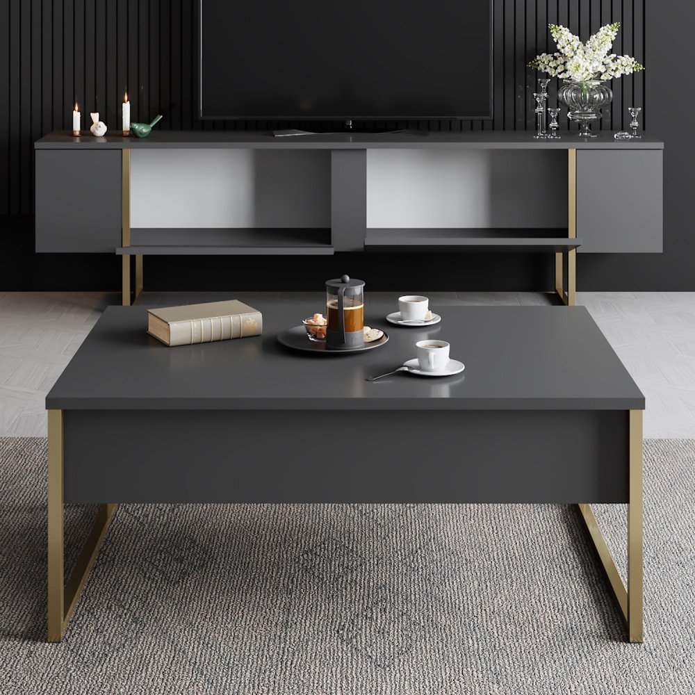 Living Room Furniture Set Luxe Set - Anthracite, Gold (obrázek 10)