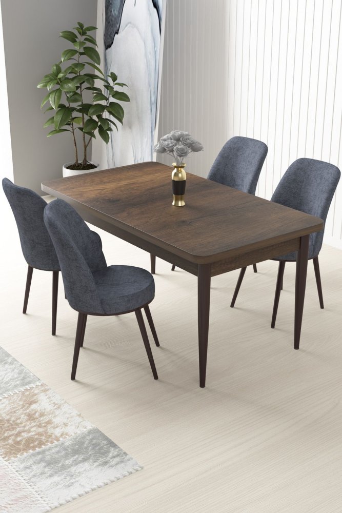 Dining Table & Chairs Set (5 Pieces) Nil - Baroque, Fume