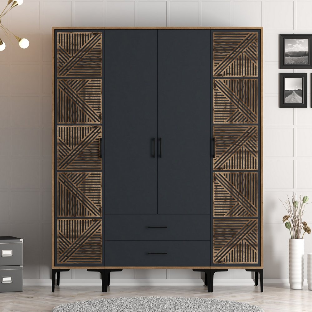 Šatní skříň Kumsal PTP - Walnut, Anthracite (obrázek 6)
