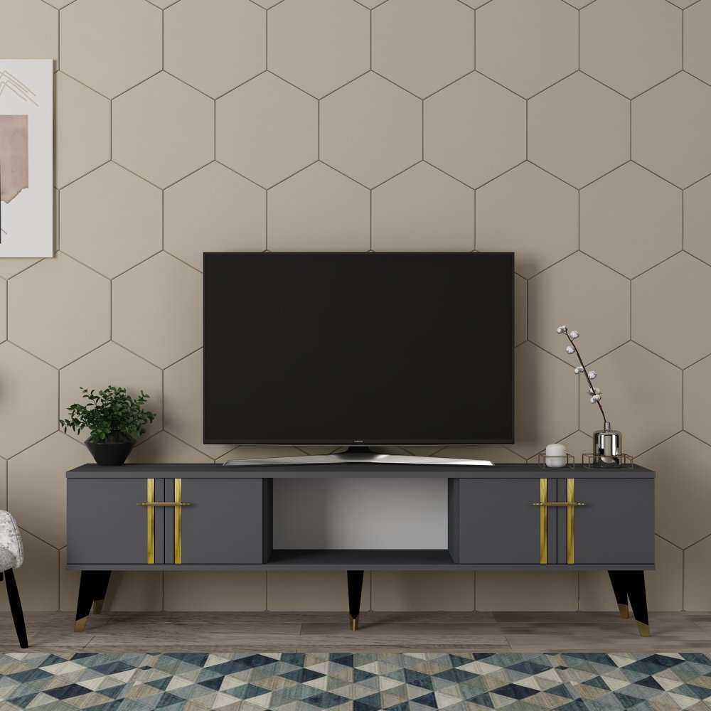 TV stolík Asel - Anthracite, Gold