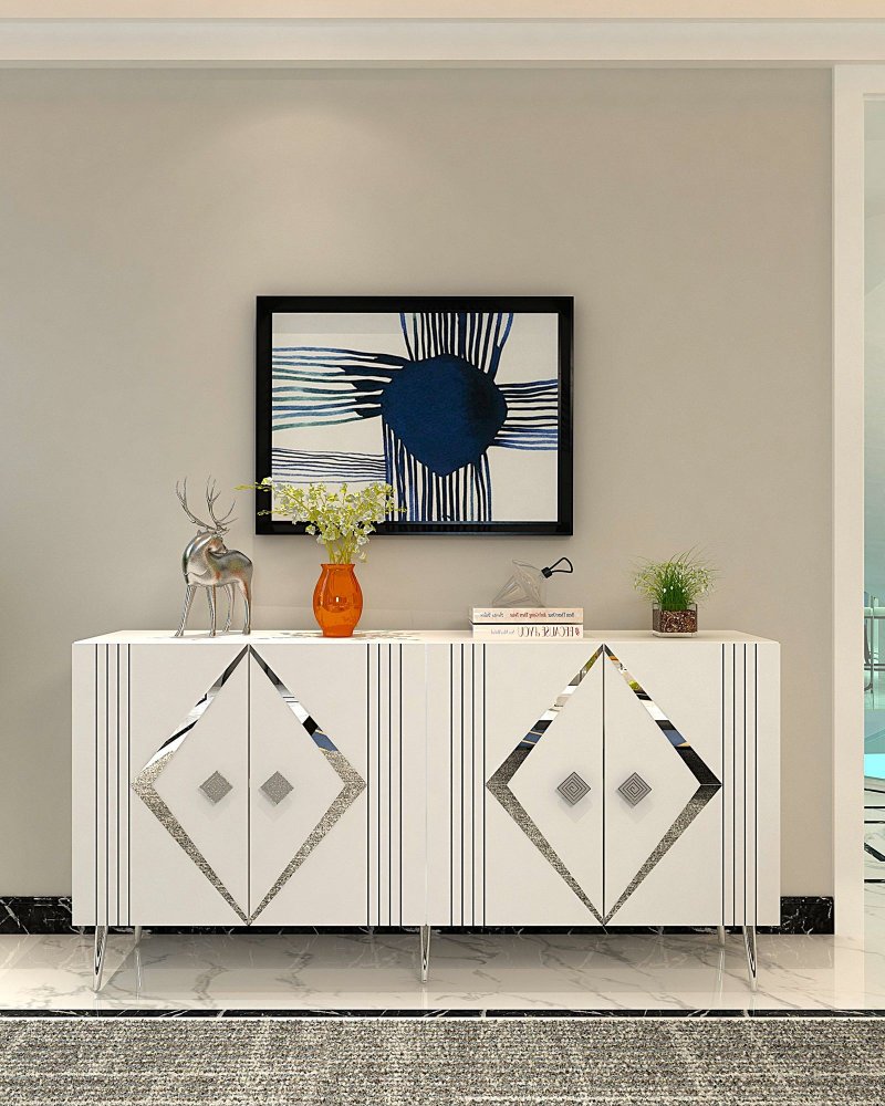 Konzolový stolík Domino KB150 - White, Silver