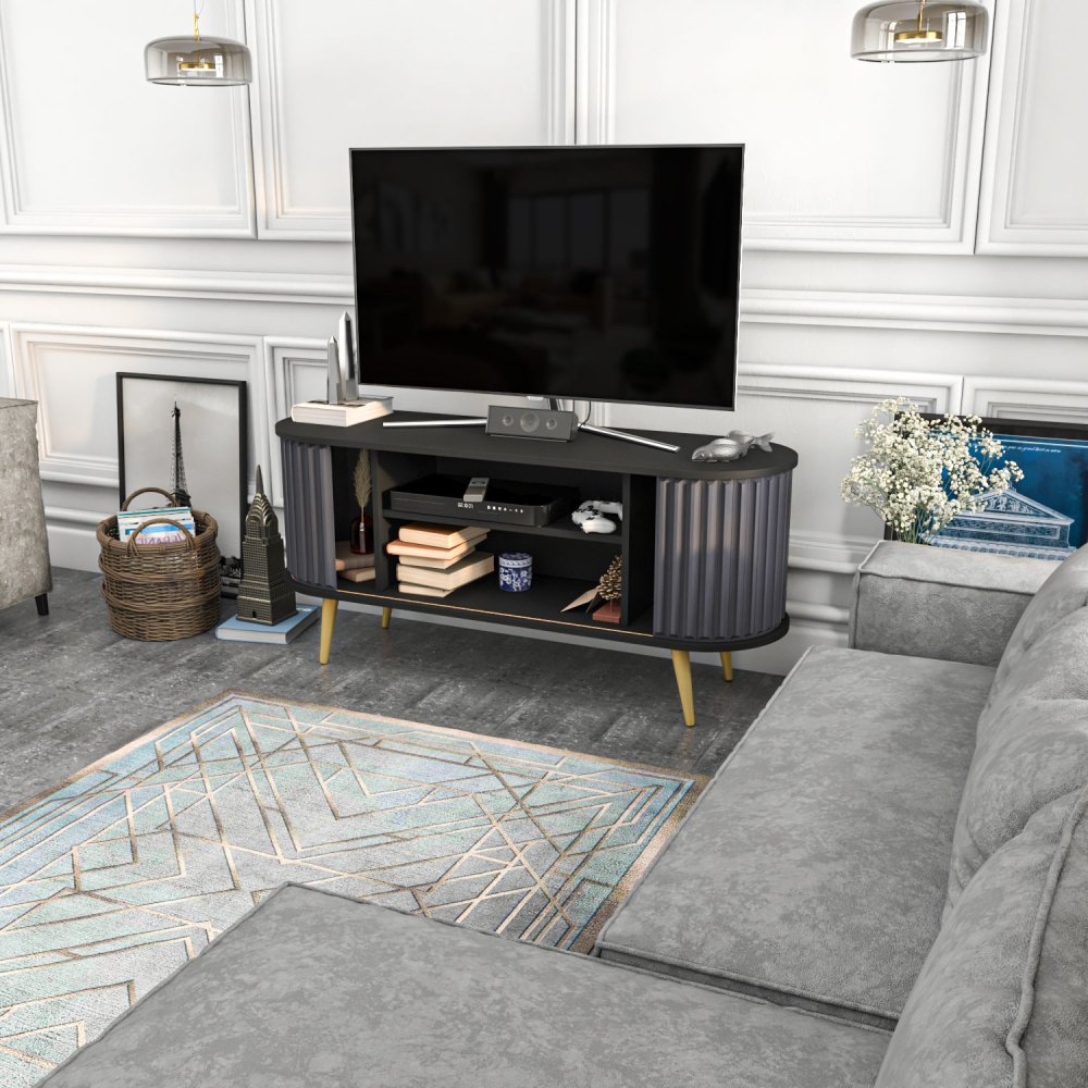 TV stolek Stor - Black, Anthracite (obrázek 10)