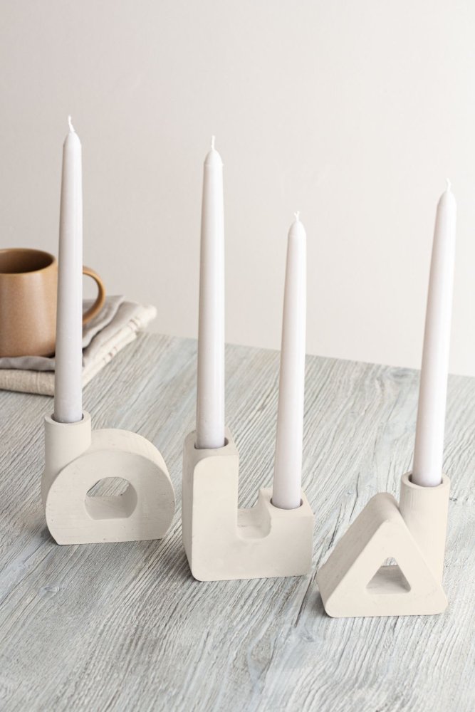 Súprava svietnikov (3 kusy) Geometric - Beige