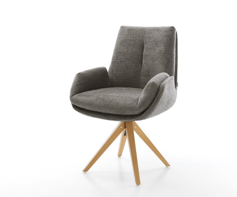 Jedálenská stolička Clea-Flex bouclé mäkký tmavobéžová drevená