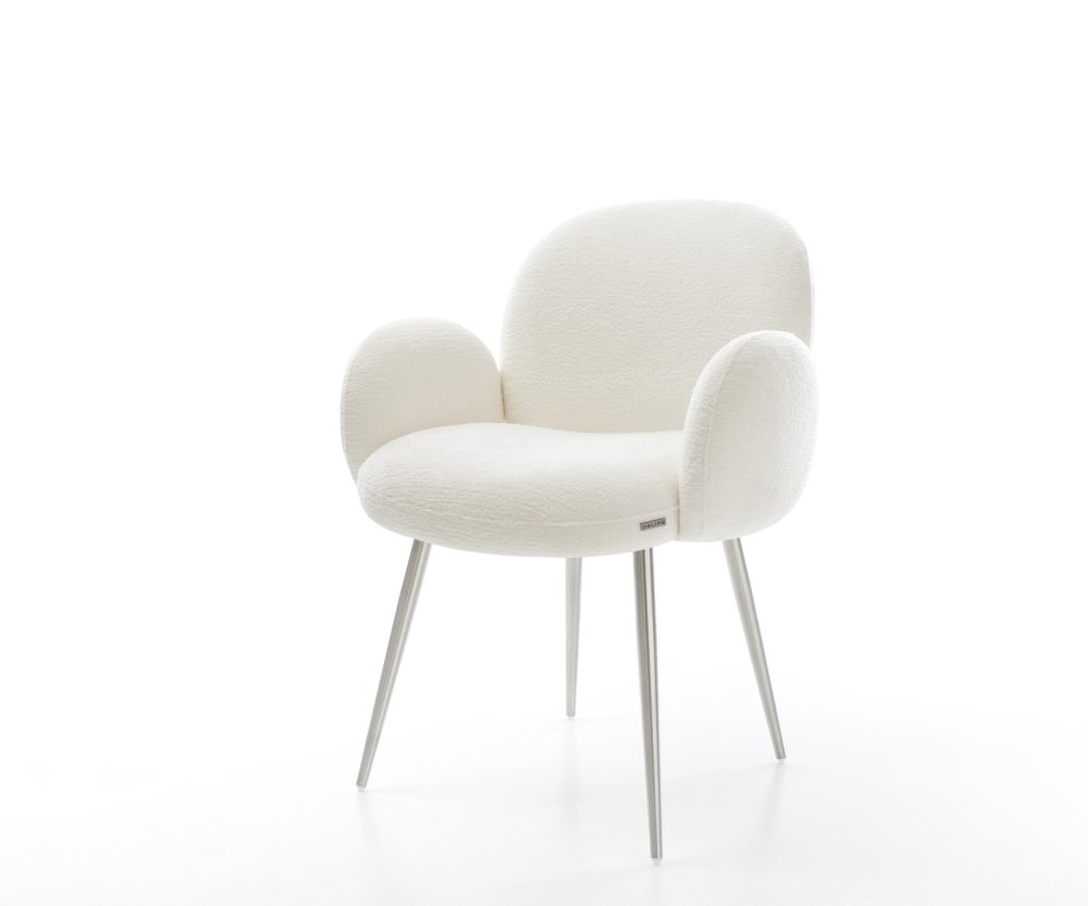 Jedálenská stolička Nube-Flex s opierkami bouclé mäkký béžová 4-nohá