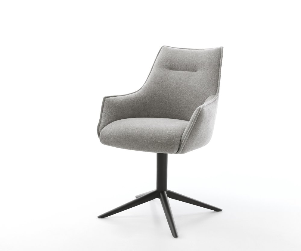 Jedálenská stolička Alja-Flex s opierkami texturovaná látka mäkká sivá