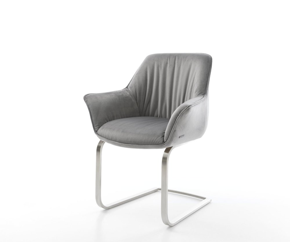 Jedálenská stolička Keila-Flex s opierkami zamat sivá jedálenská