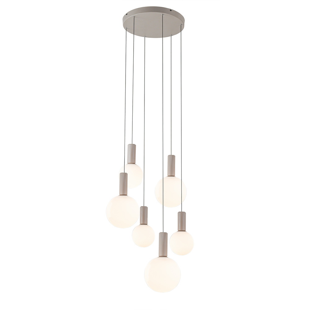 Lampa wisząca Testa beżowa białe klosze kule 6x10W G9 regulowana
