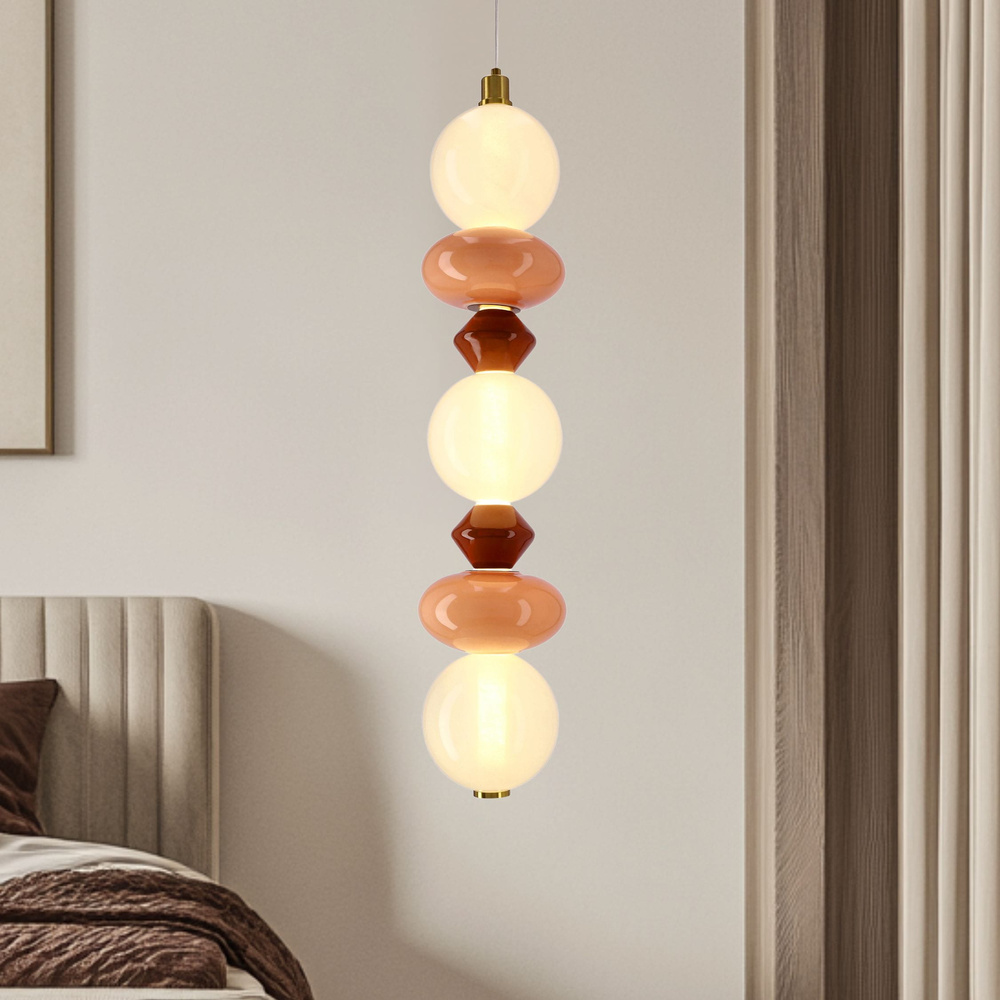 Levně FLORES lampa wisząca mosiężny+brązowy+pomarańczowy 20W LED 3000K klosz biały