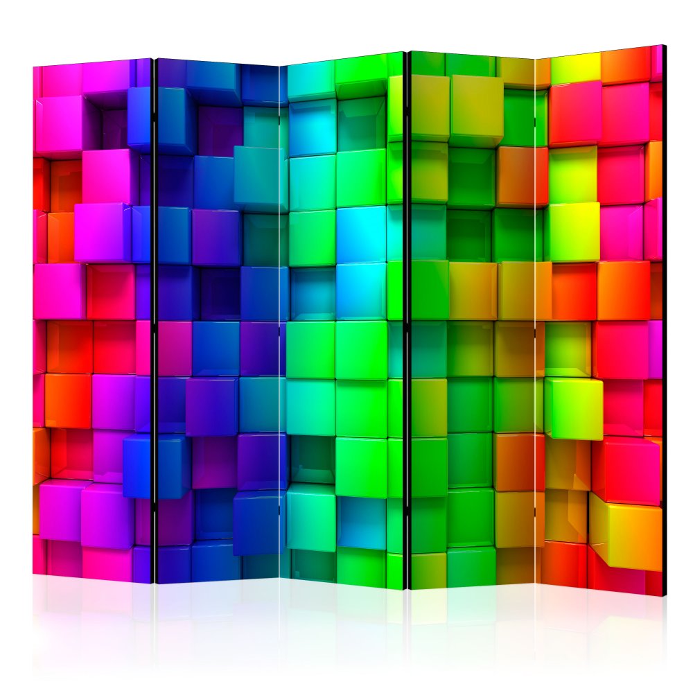 Paraván Colourful Cubes Dekorhome 225x172 cm (5-dílný),Paraván Colourful Cubes Dekorhome 225x172 cm 