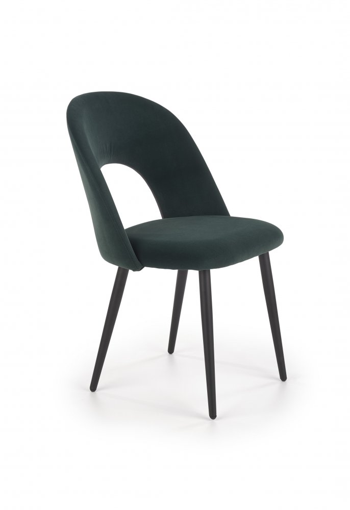 Jídelní židle K384 samet / černá Halmar Tmavě zelená