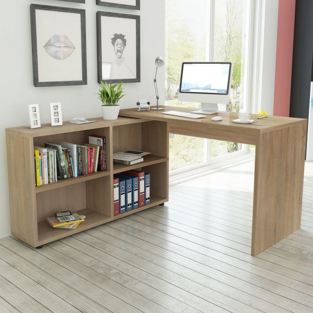 E-shop PC stôl s regálom drevotrieska Dekorhome Dub