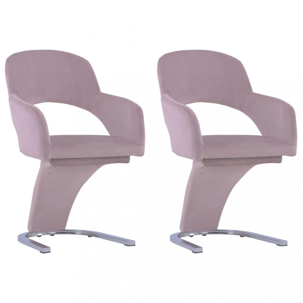 Jídelní židle 2 ks samet / chrom Dekorhome Světle růžová