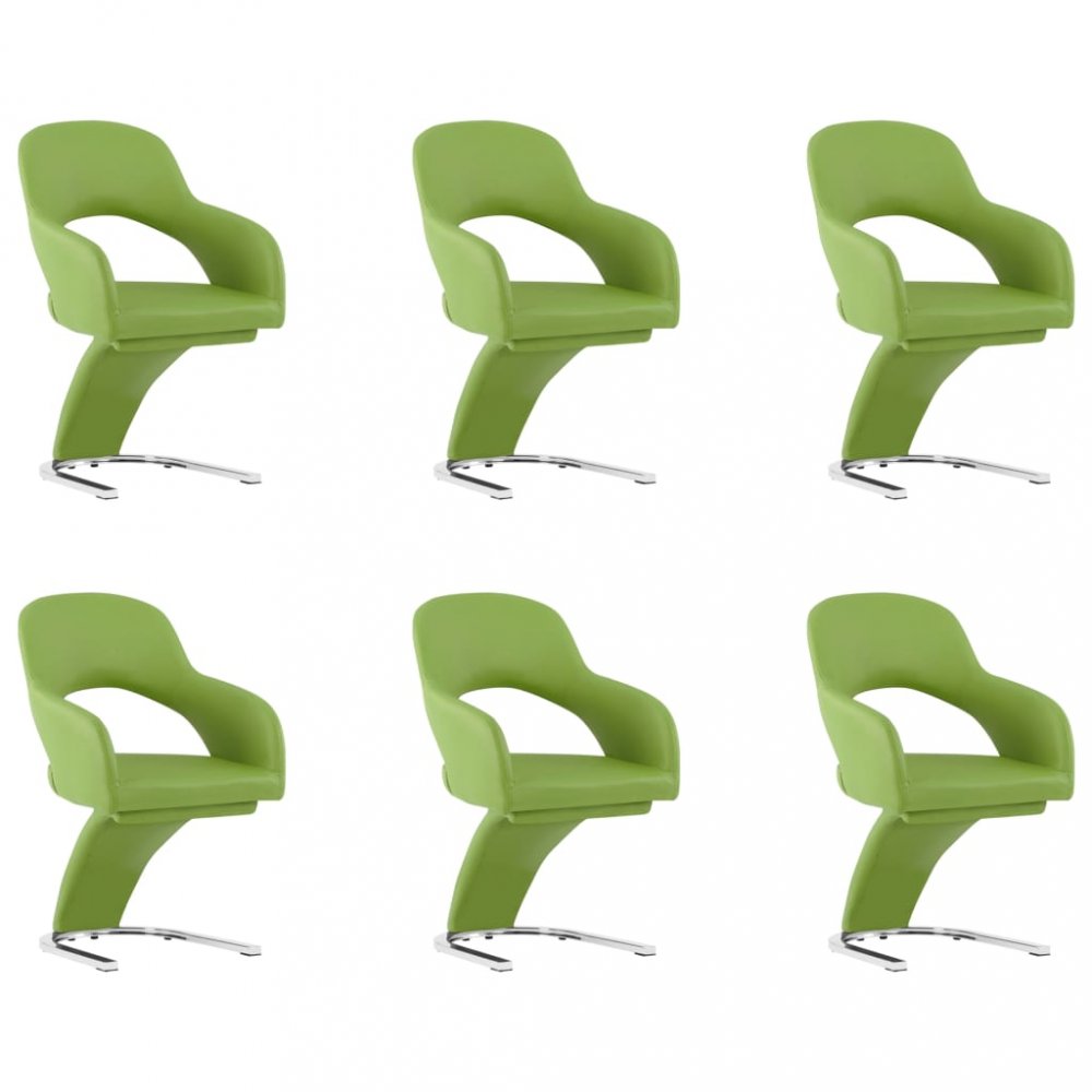 Jedálenská stolička 6 ks umelá koža / chróm Dekorhome Zelená