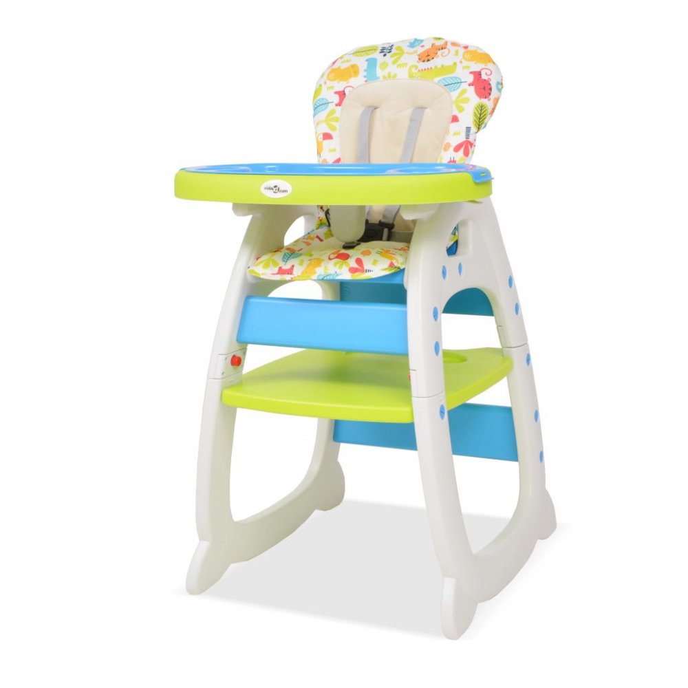 Dětská jídelní židlička 3v1 se stolkem Dekorhome Modrá / zelená,Dětská jídelní židlička 3v1 se stolk