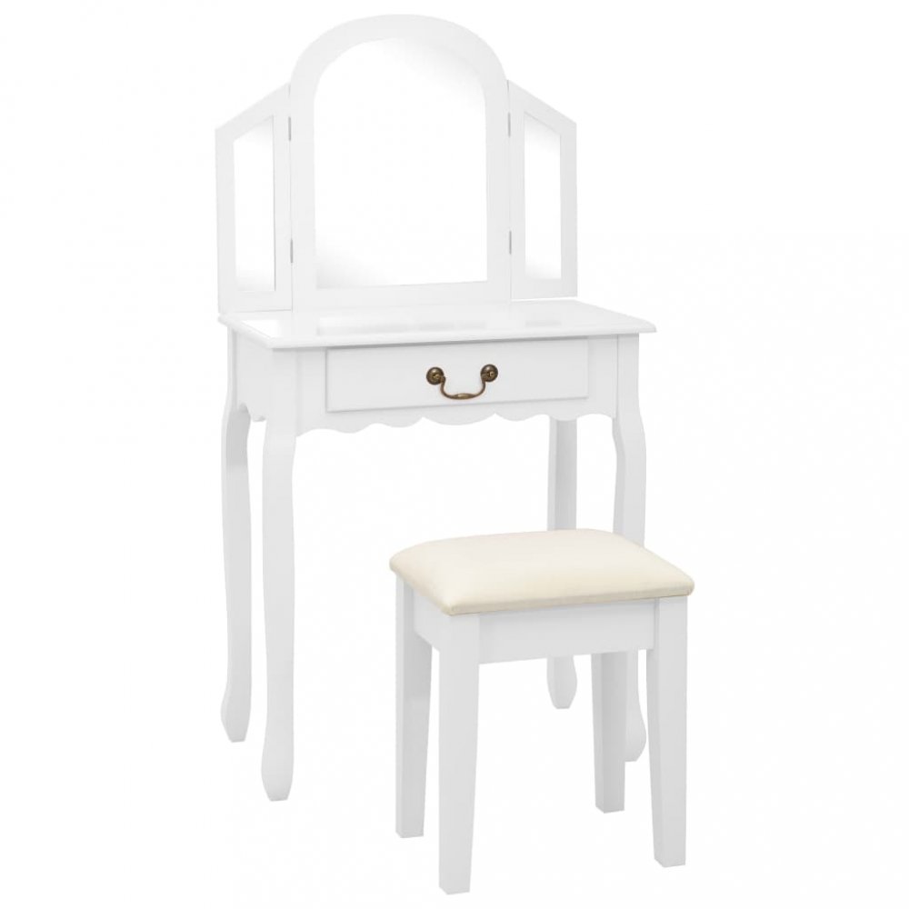 Toaletní stolek s taburetem Dekorhome Bílá