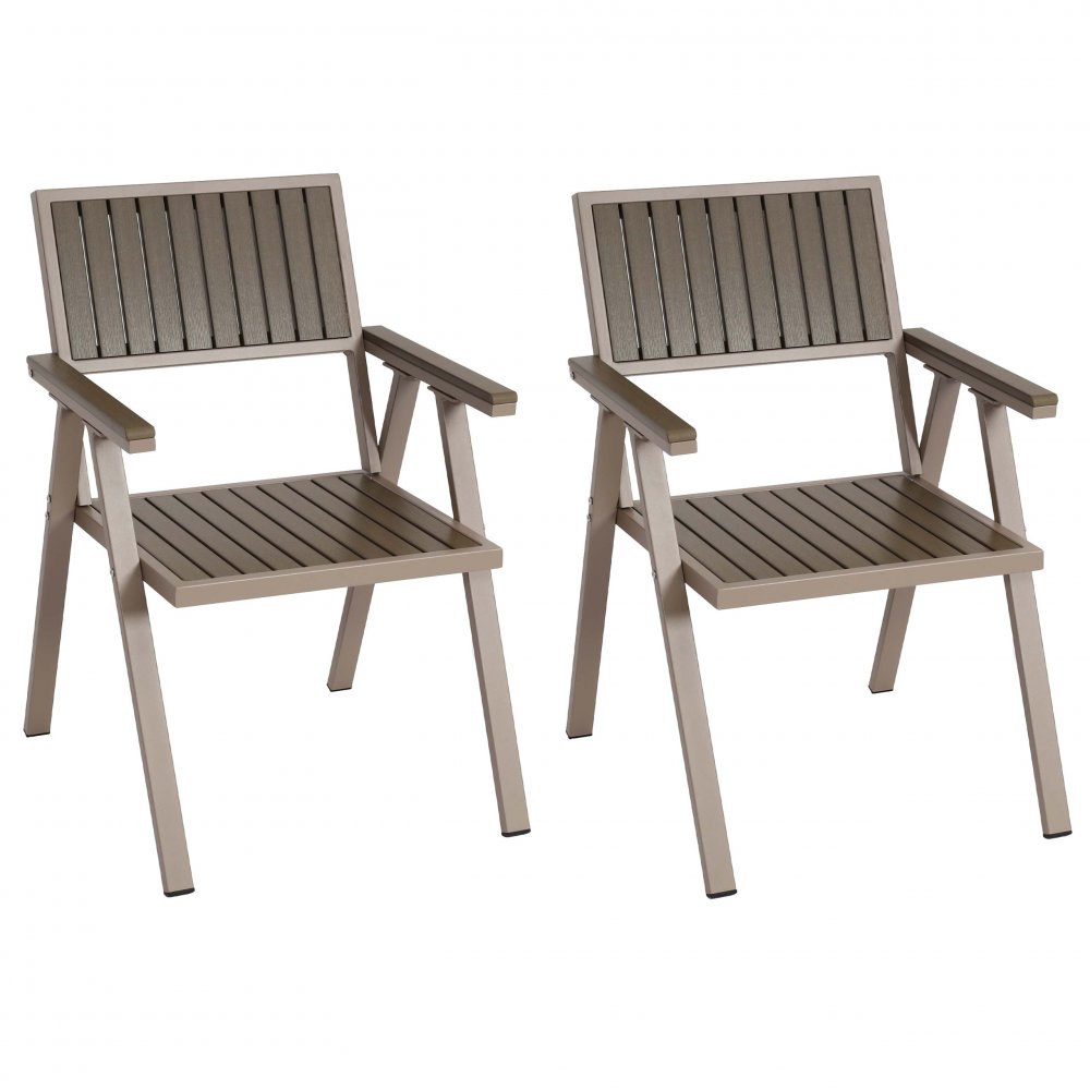E-shop Zahradní židle 2 ks Krémová / šedá,Zahradní židle 2 ks Krémová / šedá