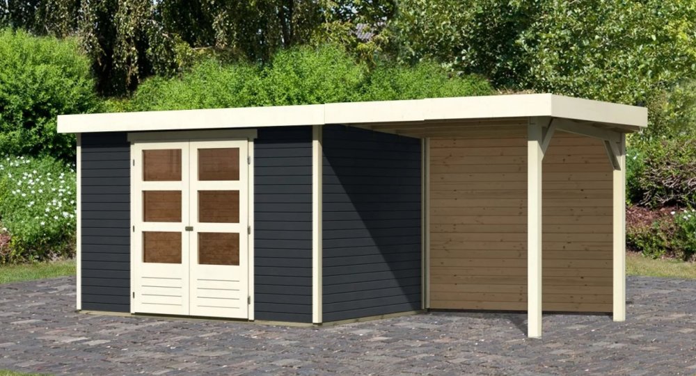 Drevený záhradný domček ASKOLA 4 s prístavkom 240 Lanitplast