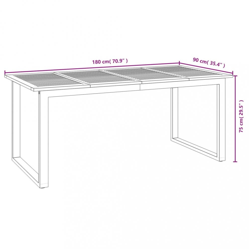 Zahradní stůl s nohami ve tvaru U 180x90x75 cm masivní akácie