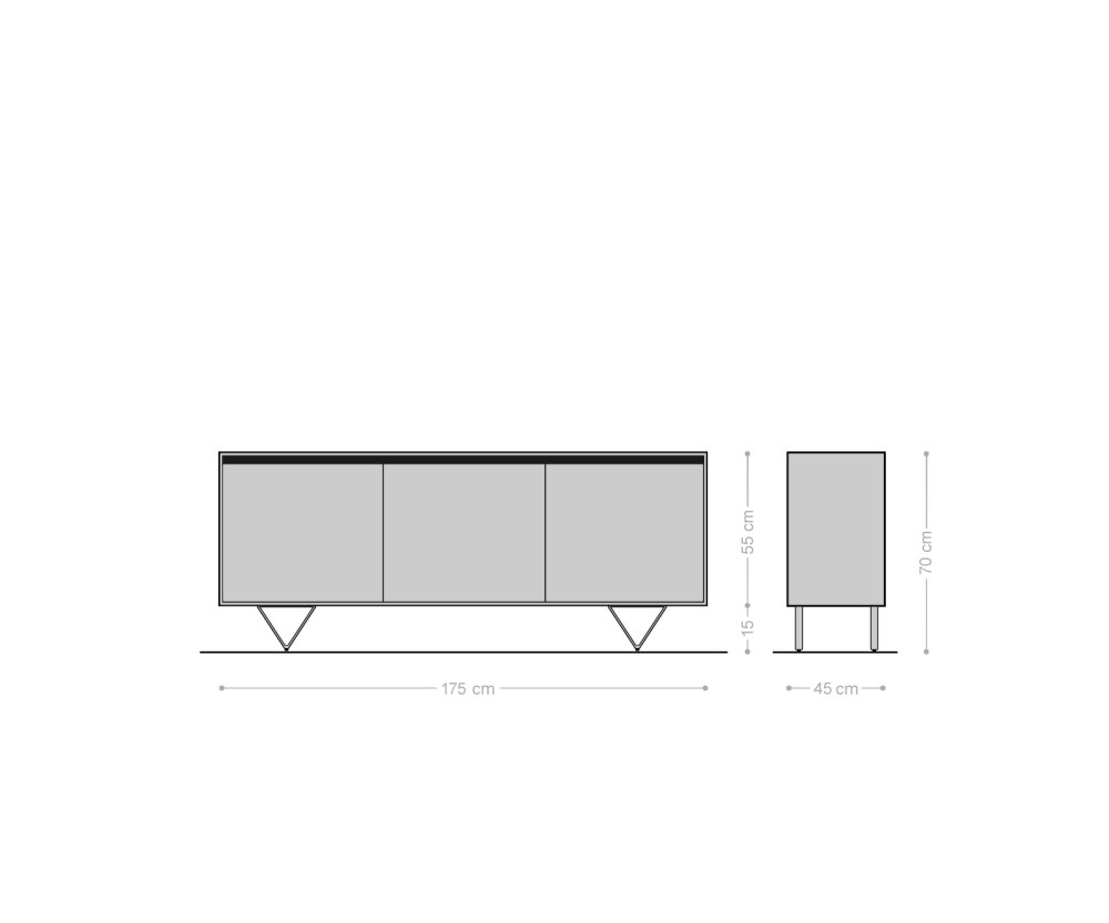 Designový příborník Stonegrace 175 cm přírodní akácie břidlice Obrázek