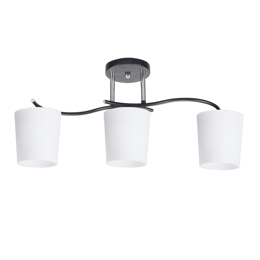 Stropná lampa Esnyr chróm+čierna 3x40 E27 biele tienidlo