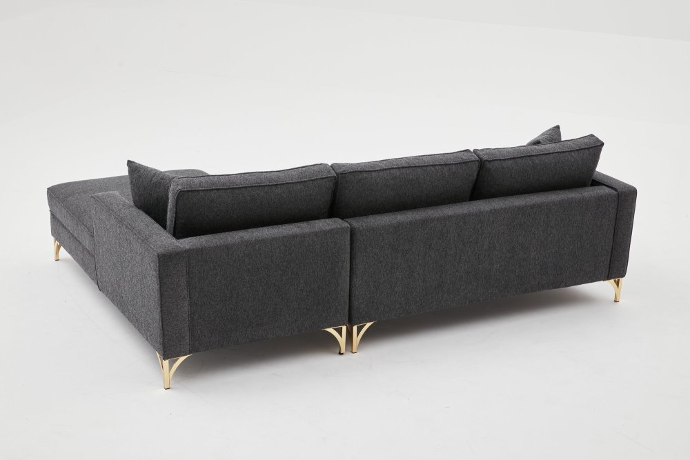 Rohová sedací souprava Berlin Right - Anthracite, Gold (obrázek 6)
