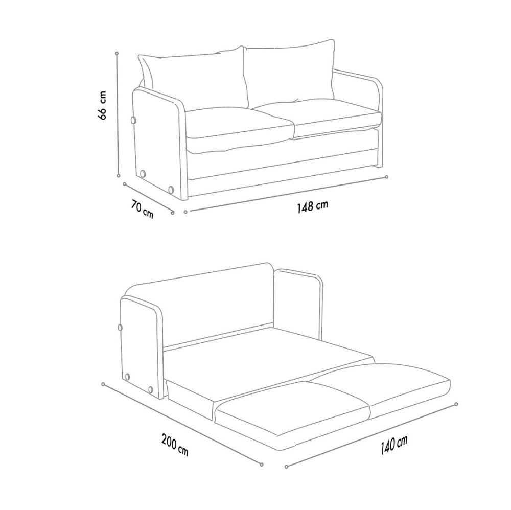 Dvoumístná rozkládací pohovka Saga XL 2-Seater - Beige (obrázek 3)