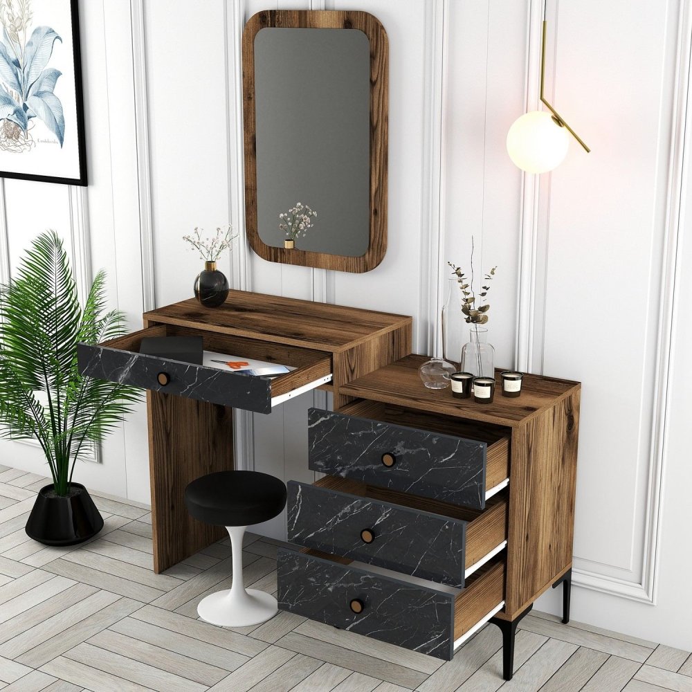 Toaletní stolek Lizbon 548 - Walnut, Black (obrázek 6)