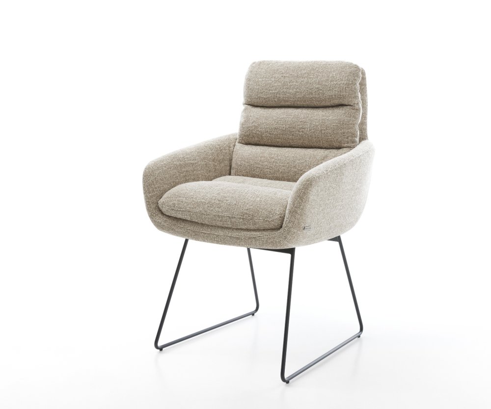 Jídelní židle Abelia-Flex s područkami látka Měkký béžová tenká